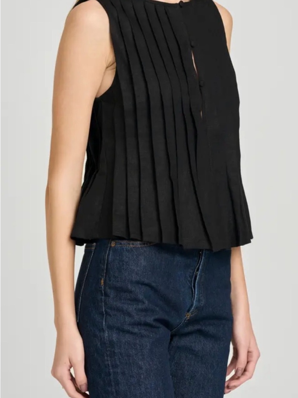 MaxMara Black Pleated Sleeveless Tank